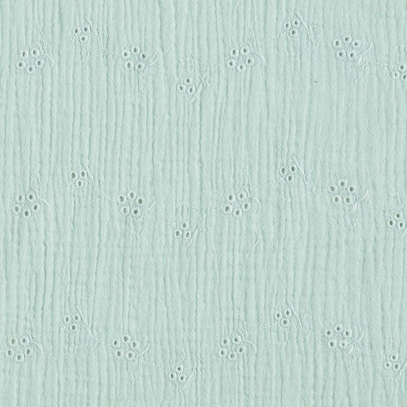 Double Gauze/Muslin Broderie Anglaise flower tendrils – pale mint,  image number 1
