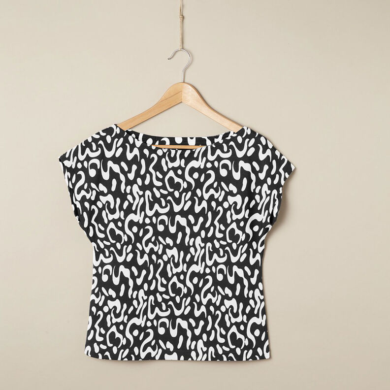 Abstract leopard pattern viscose jersey – black/white,  image number 6