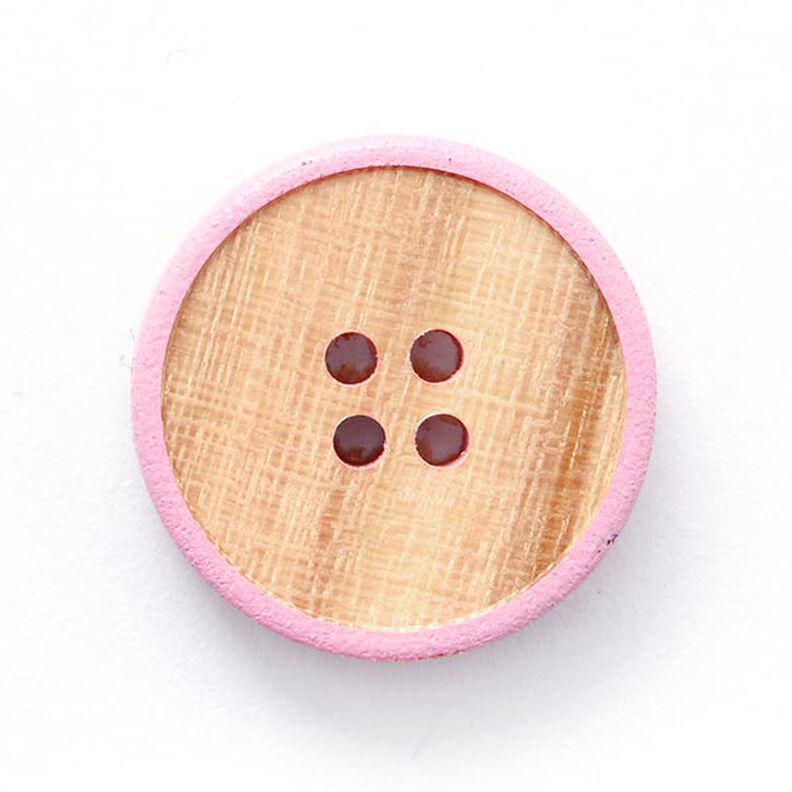4-Hole Wooden Button  – beige/pink,  image number 1