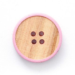 4-Hole Wooden Button  – beige/pink, 