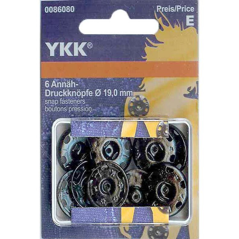 Sew-On Press Fasteners metal 1 – black | YKK,  image number 1