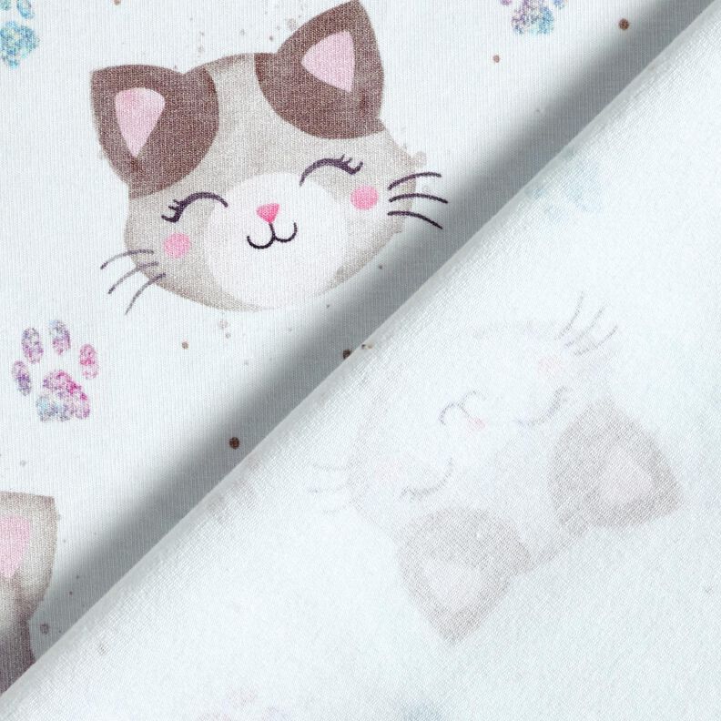 Cotton Jersey cute cats and paws | Glitzerpüppi – white,  image number 4