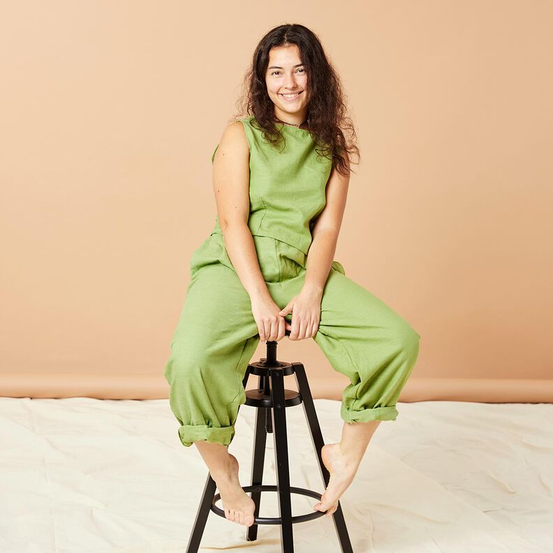 Linen fabric Ramie mix medium – light olive, image number 5