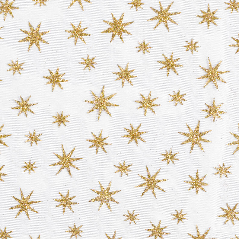 Tulle glitter stars – white/gold,  image number 1