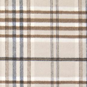 Coat Fabric Wool Blend roughened checks – light taupe/mocca, 