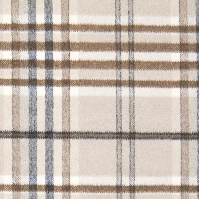 Coat Fabric Wool Blend roughened checks – light taupe/mocca, image number 2