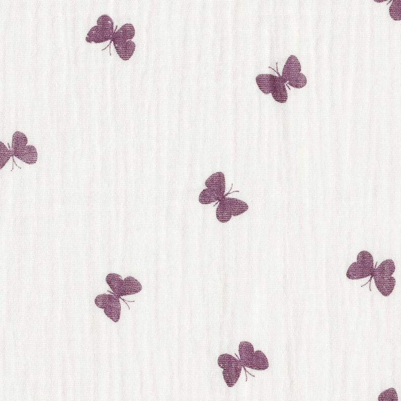 Double Gauze/Muslin butterflies – ivory/red lilac,  image number 1