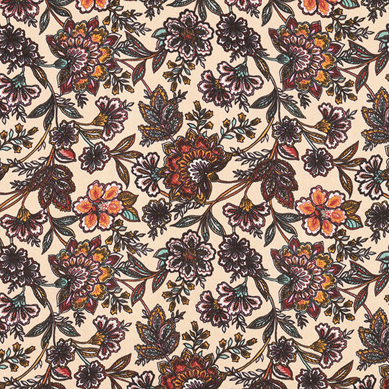 paisley flowers viscose satin – cashew, image number 1