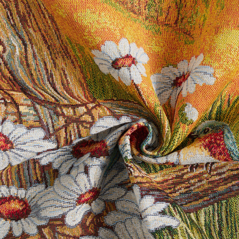 Decorative Panel Tapestry Fabric pair of birds – carmine/light beige,  image number 3