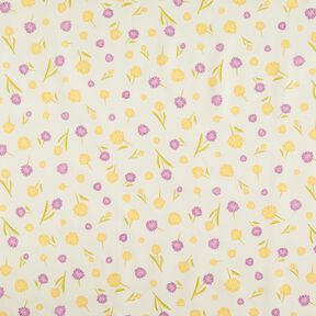 Decor Fabric Half Panama little spring flowers – offwhite/vanilla yellow, 