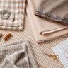Glen Plaid Wool Fabric – pink/khaki,  thumbnail number 7