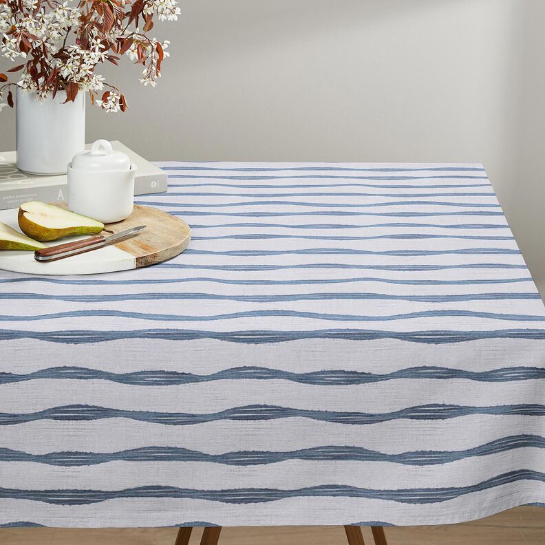Decor Fabric Half Panama wavy stripes – blue, image number 7