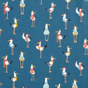 Cotton cretonne seagulls – navy blue, 