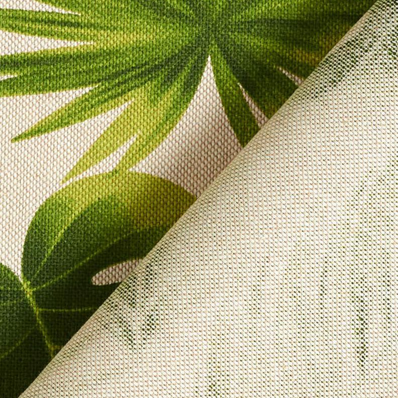 Decor Fabric Half Panama monstera leaves – natural/green,  image number 4