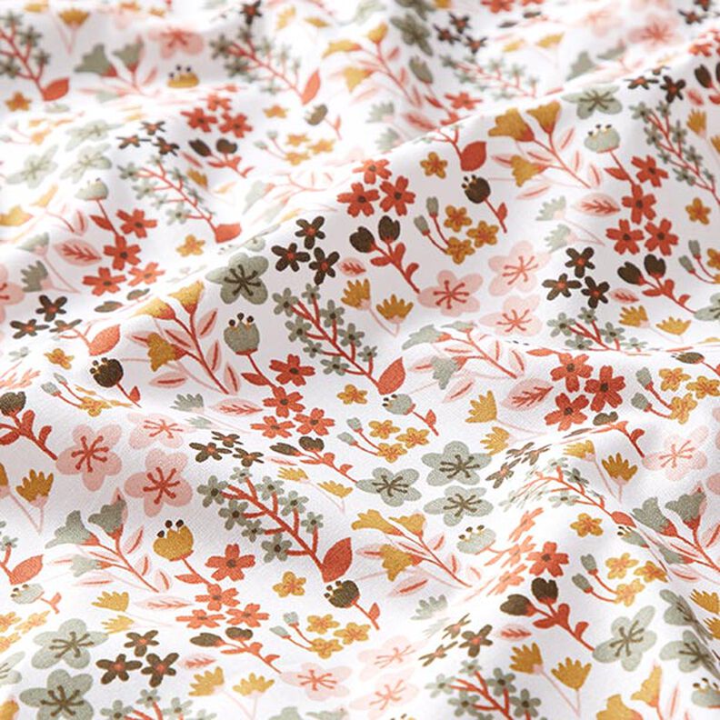 Cotton Cretonne Filigree Flowers – orange/white,  image number 2