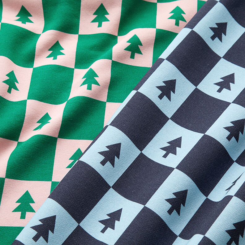 Fir Trees Soft Sweatshirt Fabric – juniper green/light pink,  image number 5