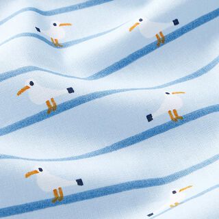 Cotton Poplin Fox and Stripes – sky blue, 