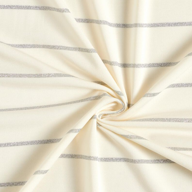 Jersey wide glitter stripes – white/metallic silver,  image number 4