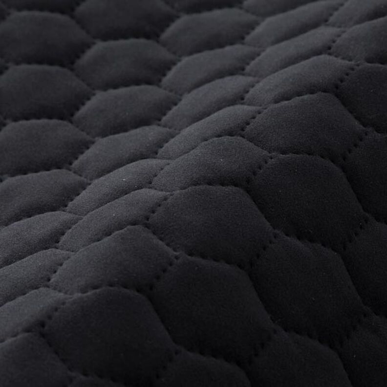 Upholstery Fabric Velvet Honeycomb Quilt – black,  image number 2