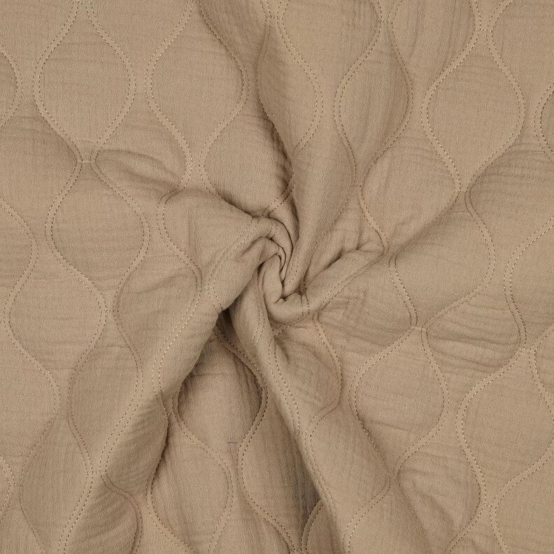 Quilted Fabric Muslin waves – dark beige, image number 3