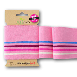 GOTS Knit ribbing CUFF ME COLLEGE [ 140 cm | 7,5 cm ] | Albstoffe – pink/turquoise, 