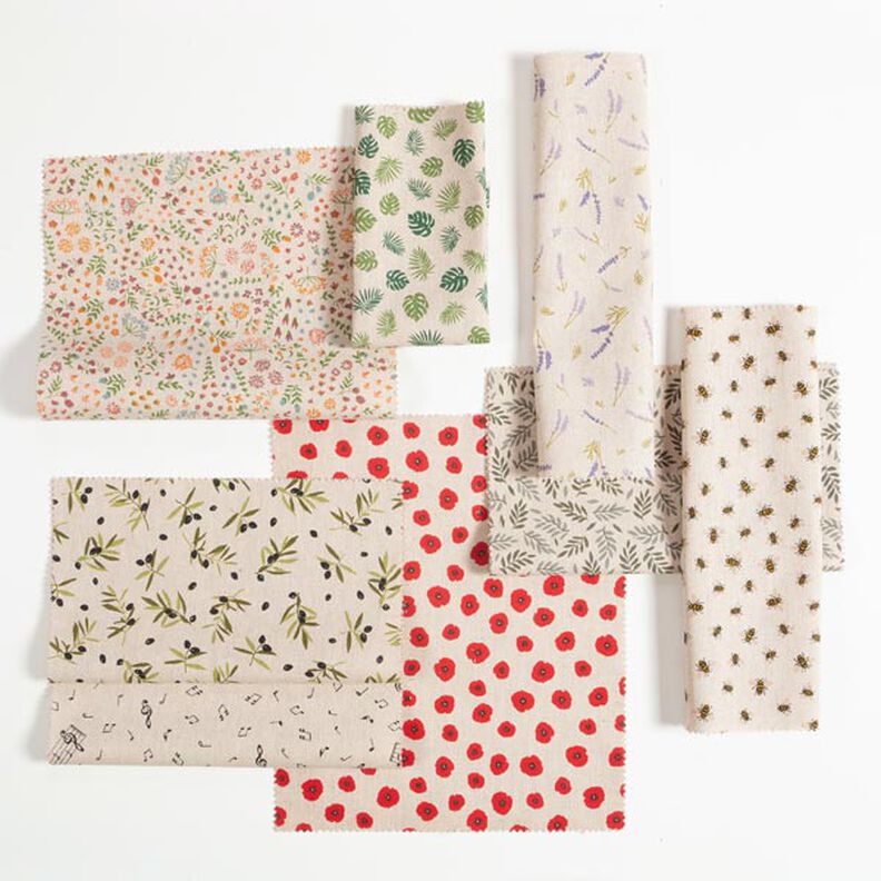 Decor Fabric Half Panama Delicate Leaves – natural,  image number 4