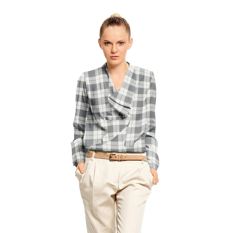 Checked fine cotton fabric – light grey/white,  image number 5