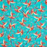 Beachwear viscose fabric peacocks and flowers – aqua blue/intense pink,  thumbnail number 1
