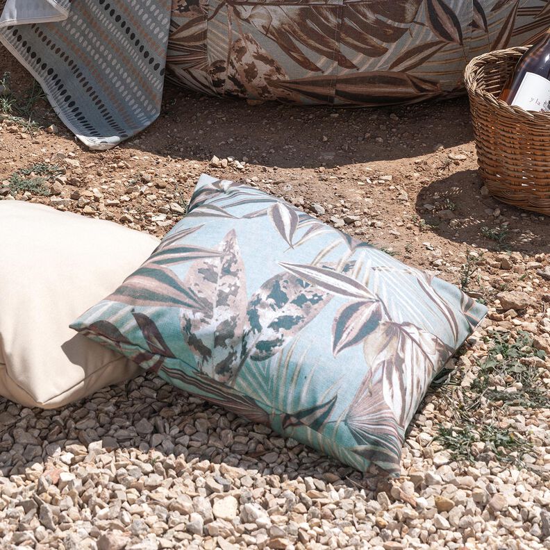 Outdoor Fabric Canvas large leaves – natural/terracotta,  image number 9