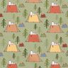 Cotton poplin licensed fabric Snoopy & Woodstock camping | Peanuts ™ – pistachio,  thumbnail number 1