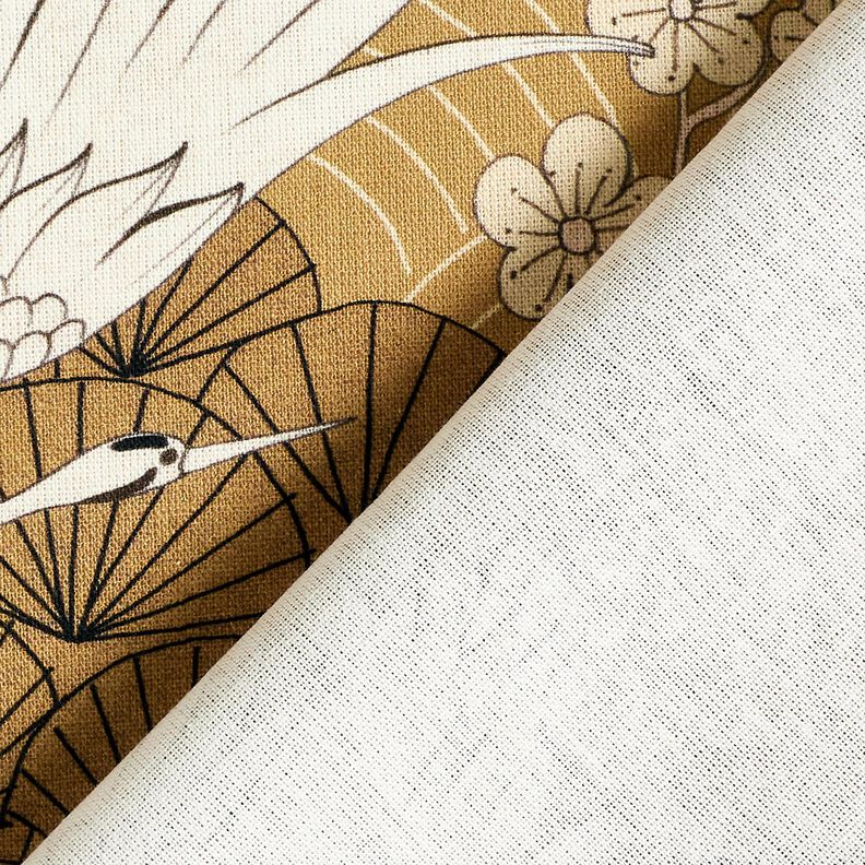 Decor Fabric Canvas artistic cranes – mustard/ivory,  image number 4