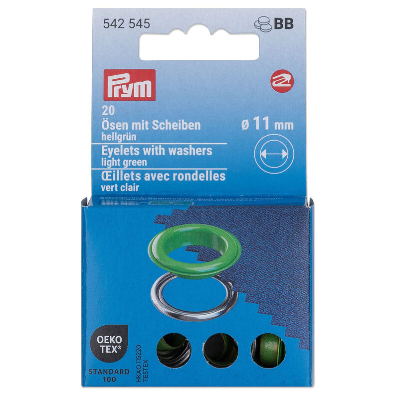 Eyelets with washers [20 pieces | Ø 11 mm] | Prym – light green/metallic silver,  image number 1