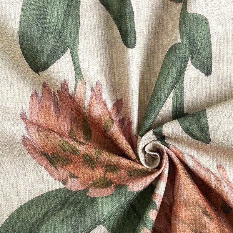 Decor Fabric Half Panama flowering clover – red/light taupe, image number 3