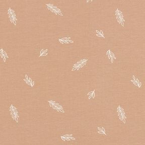 Cotton Jersey leaves – light brown, 