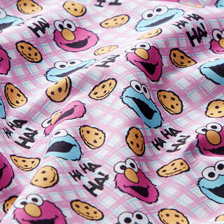 Cotton Poplin Licensed Fabric Cookie Monster and Elmo | Sesame Workshop – offwhite/pink, 