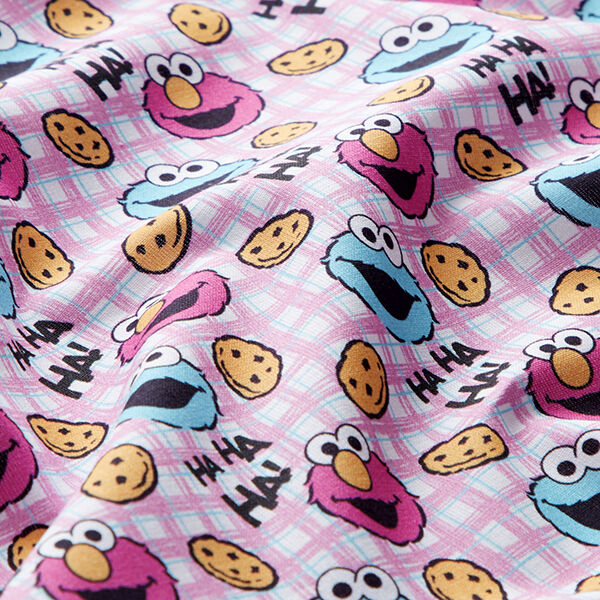 Cotton Poplin Licensed Fabric Cookie Monster and Elmo | Sesame Workshop – offwhite/pink,  image number 2