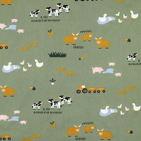 Cotton Poplin farm animals | Poppy Fabrics – pine, 