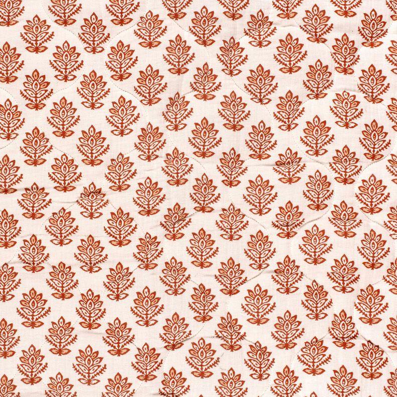 Quilted Fabric Muslin Vines and flowers – brown/midnight blue,  image number 3