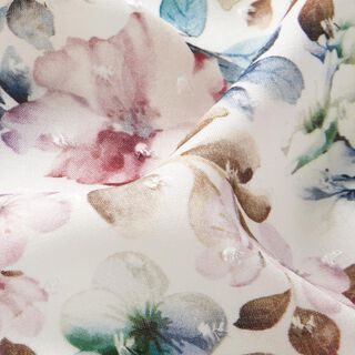 Viscose fabric dobby watercolour flowers – cream, 