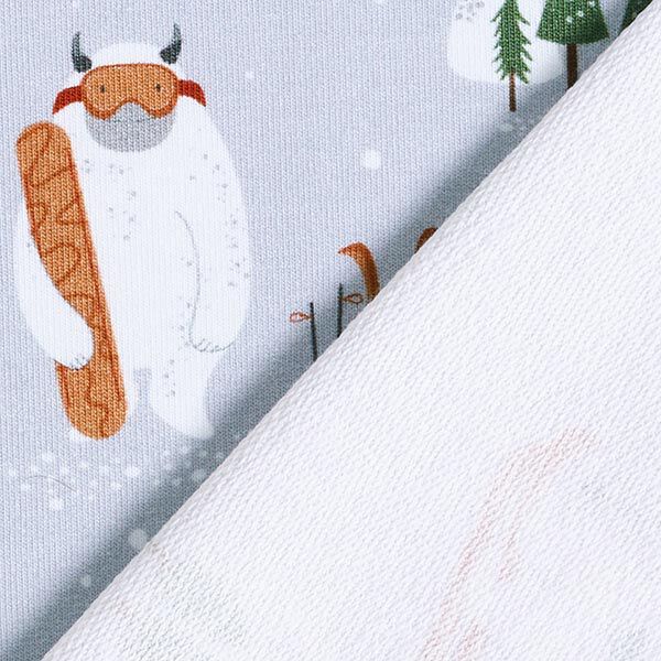 Organic French Terry Yetis Go Skiing Digital Print – silver grey, image number 4