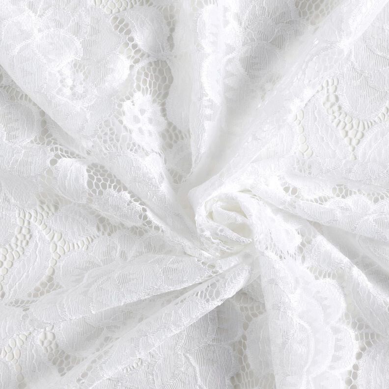 Stretch Lace Blossoms and leaves – white,  image number 4