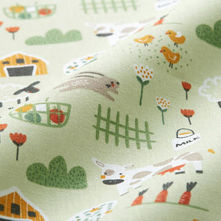 Cotton Poplin Farmyard – pastel green, 