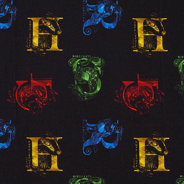 Cotton Jersey Licensed Fabric Harry Potter Initials and Mascots Warner Bros. black Perfect for Baby clothing