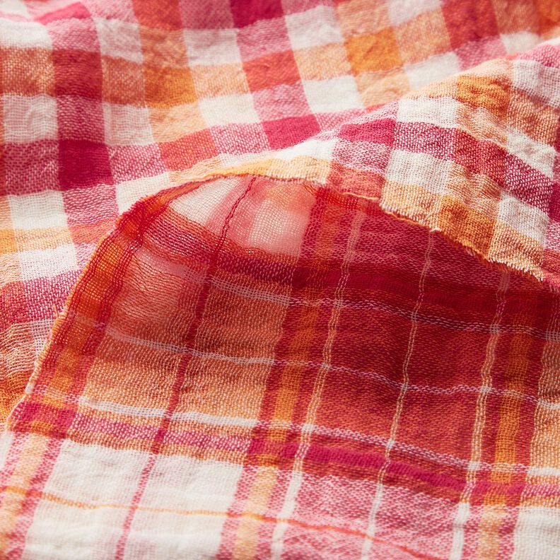 Double Gauze/Muslin Doubleface checked | by Poppy – raspberry/peach orange,  image number 7
