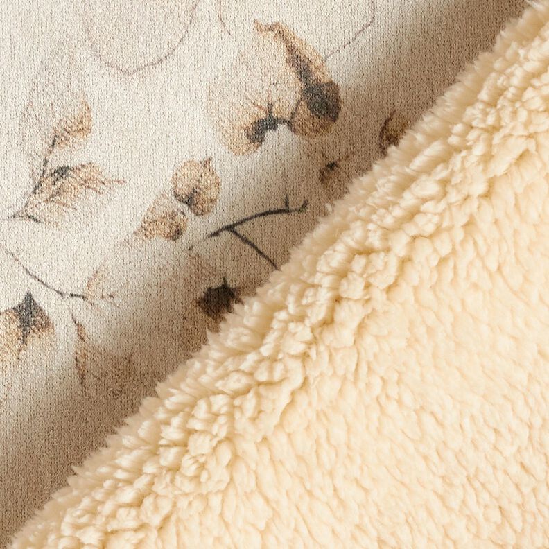 Stretch velour with Sherpa backing delicate flowers | Katia Fabrics – natural, image number 5
