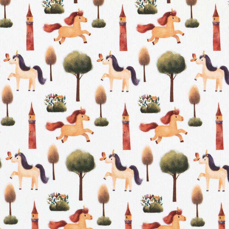 Cotton Jersey unicorn fairytale world Digital Print – ivory,  image number 1