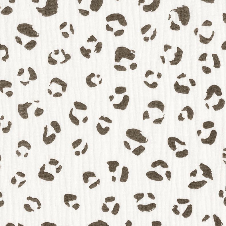 Double Gauze/Muslin large leopard pattern – ivory/dark grey,  image number 1