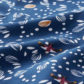 Cotton Jersey Swallows over the meadow – indigo, 