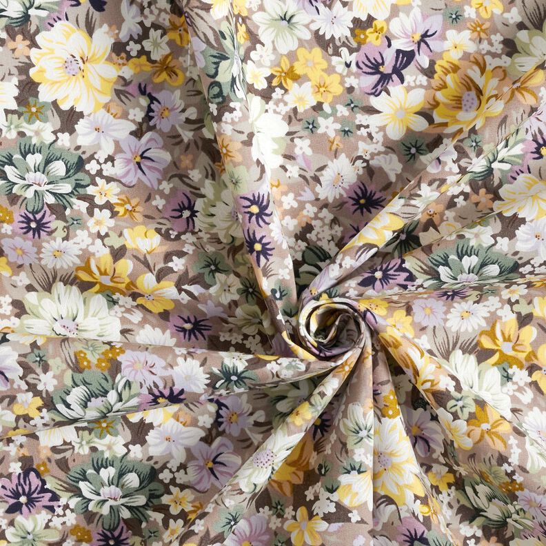 Cotton Poplin romantic flowers – mauve grey/gold,  image number 3