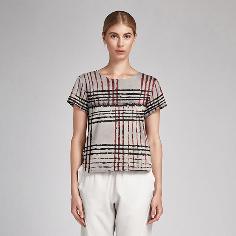 Blurred Check Blouse Fabric – pearl grey,  image number 5